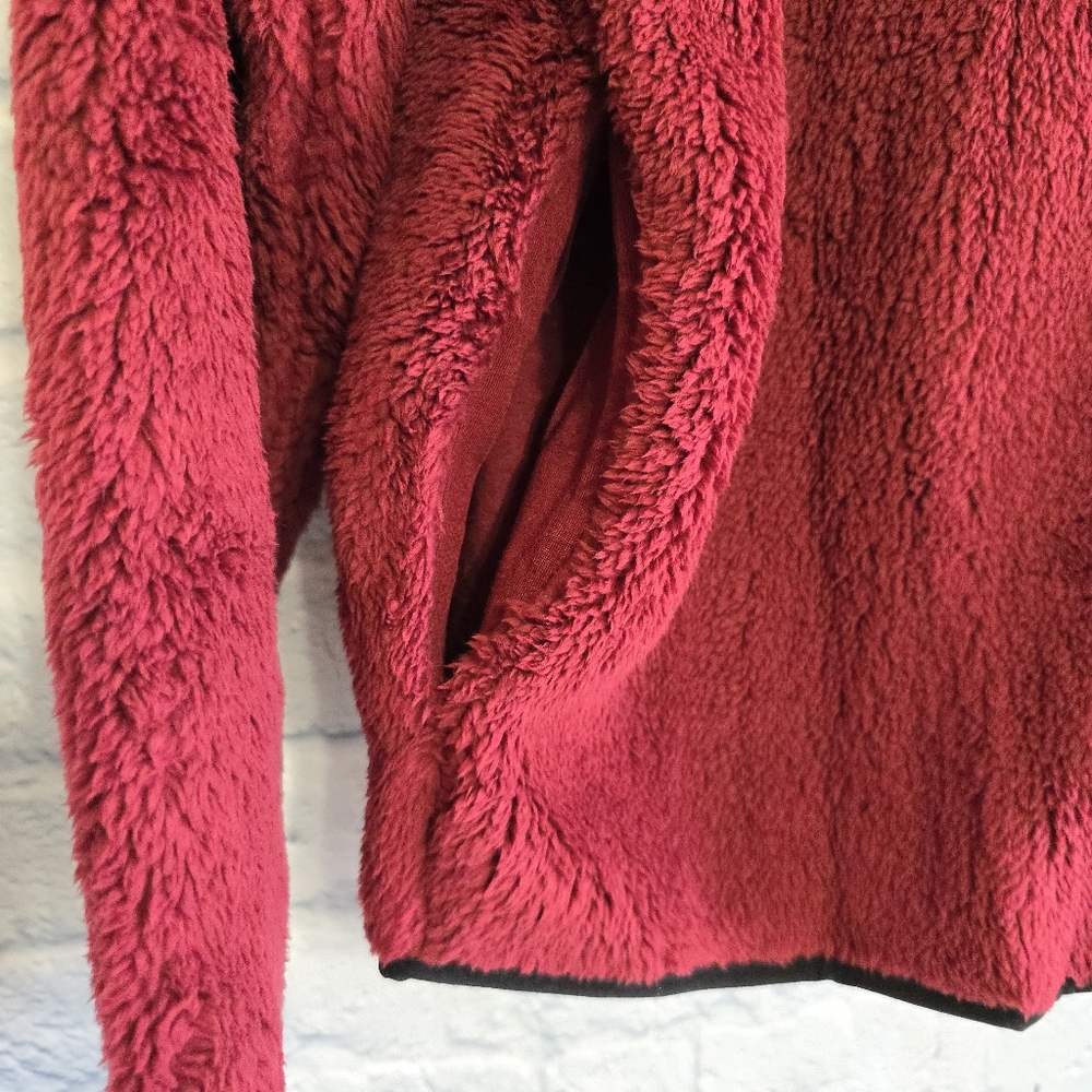 PINK Victoria's Secret Sherpa Teddy Jacket Full Zip Maroon VS Sweater New XL - Picture 7 of 16